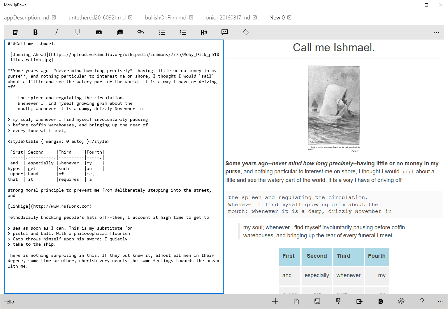 Responsive screenshot of MarkUpDown
